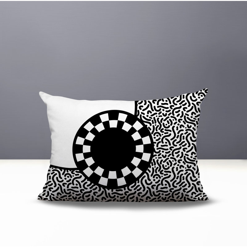 Coussin lombaire réversible Vibra Abstract, Rectangle H 18 po x l 25 po, Noir