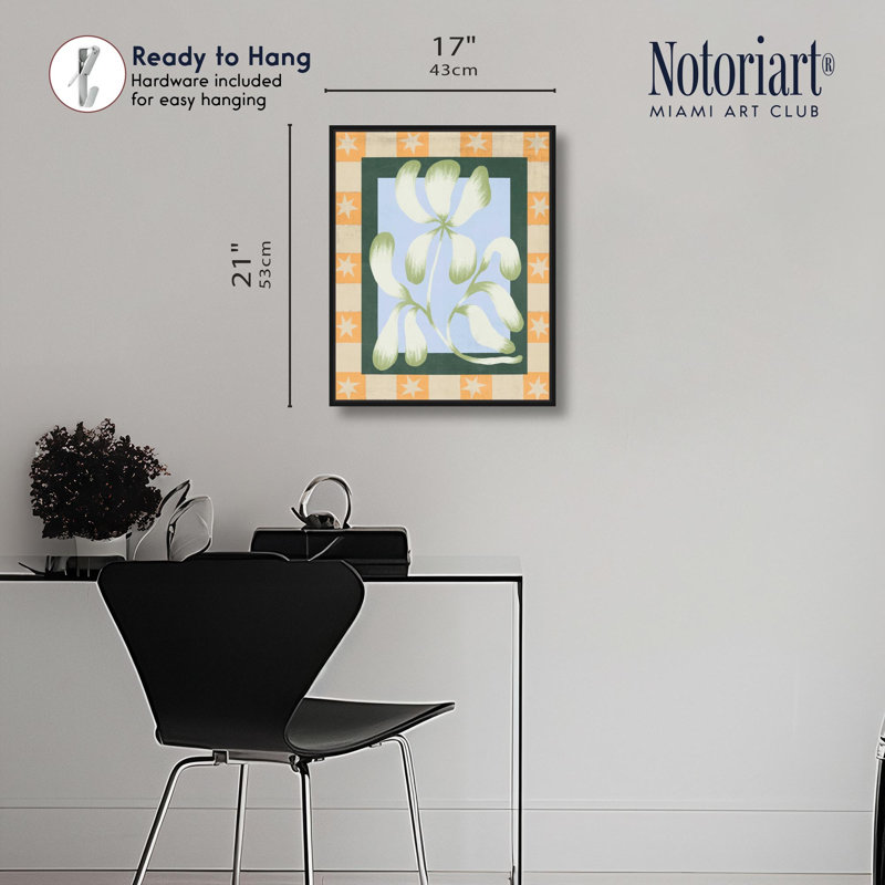 "Abstract Garden Boho", impression sur toile par Notoriart, Structure noire, H 16 po x l 20 po