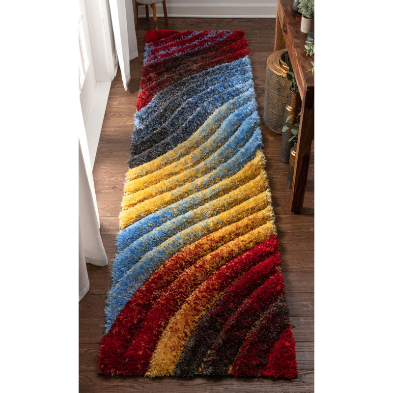 Cobina Mojave Red Modern 3D Textured Shag Rug By Chill Rugs, Runner 2'7" x 9'10"