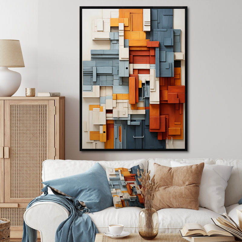 «Karlskoga Constructivism Construit Horizons II», reproduction, Cadre flottant noir, H 32 po x l 16 po x P 1 po