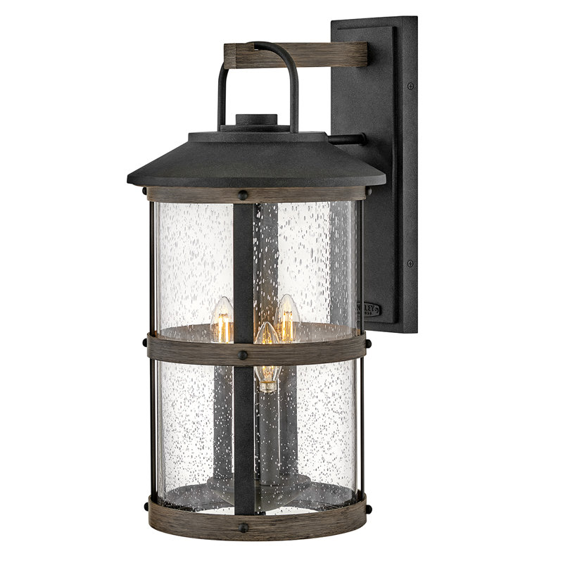 Hinkley Lakehouse Three-Light Wall Mount Outdoor Lantern - Adjustable Height, Aged Zinc