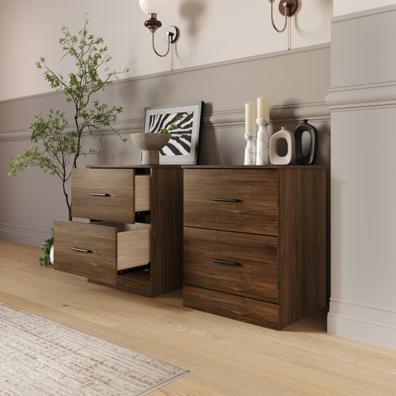 Meriden 2 Drawer Nightstand (Set Of 2), Brown
