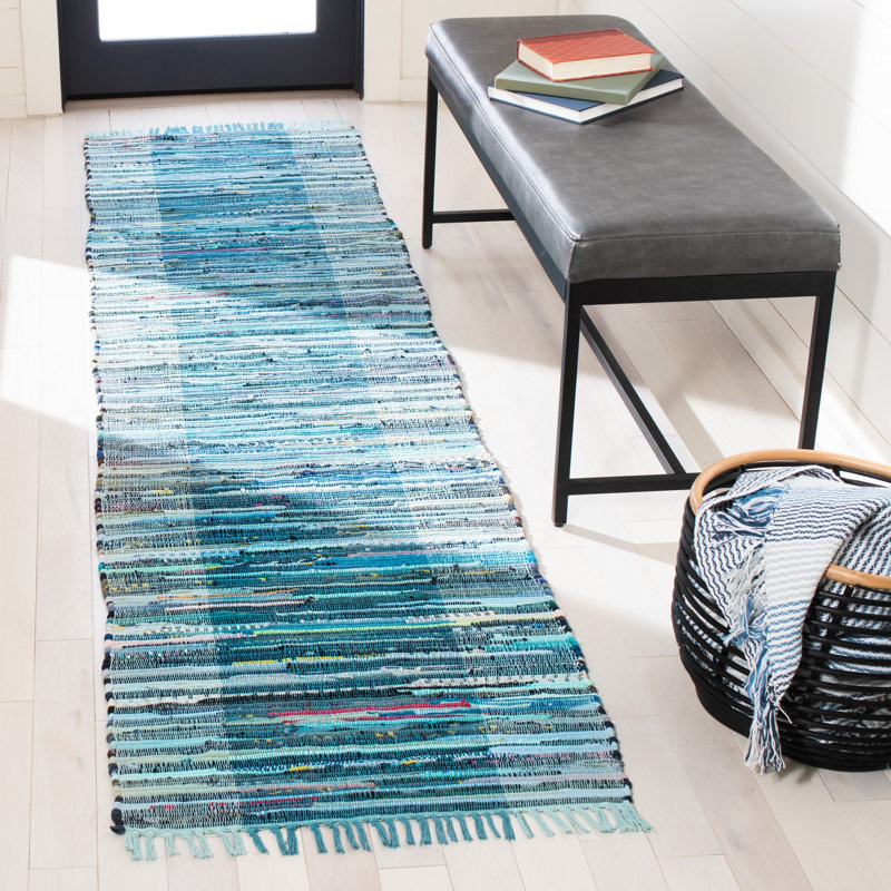 Mcleod Rag Rug Flat Weave Cotton Striped Rug, Runner 2'3" x 9'