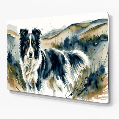 «Dogs Border Collie», art mural en métal beige