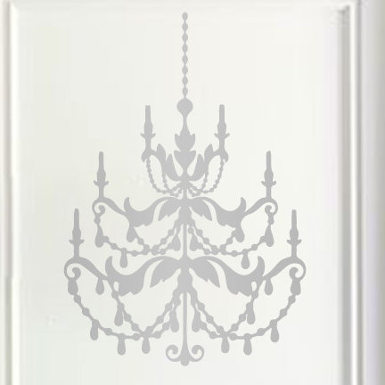 Décalcomanie murale lustre française, H 48 po x l 33 po x P 0,01 po, Argent