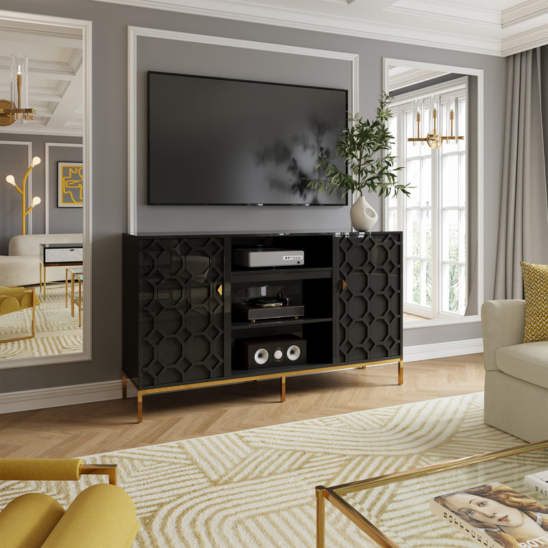Crédence de rangement l 59,53 po, Noir, Non
