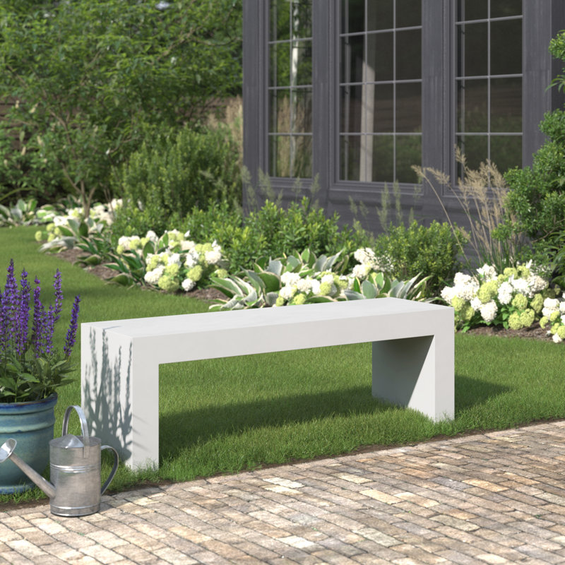 Columbia Concrete Outdoor Bench, White
