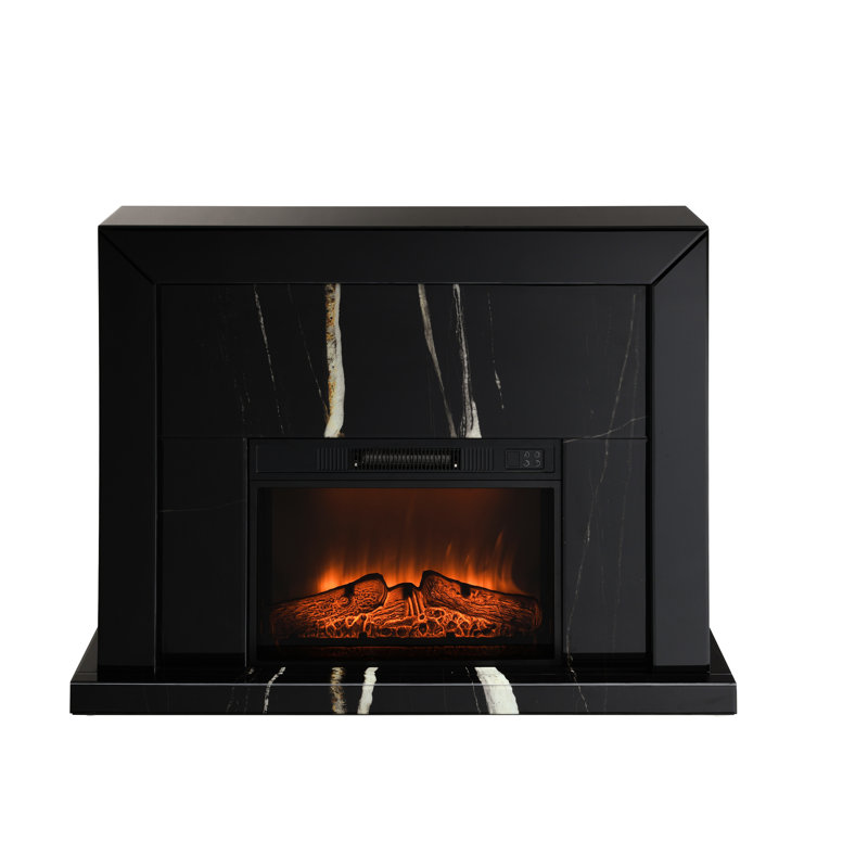 Foyer à miroir noir - Construction, grain de marbre à la mode, attrait en verre trempé, 36 po de hauteur, 12 po de profondeur avec matériau synthétique d'aspect, grain élégant, allure, largeur de 47 po, profondeur