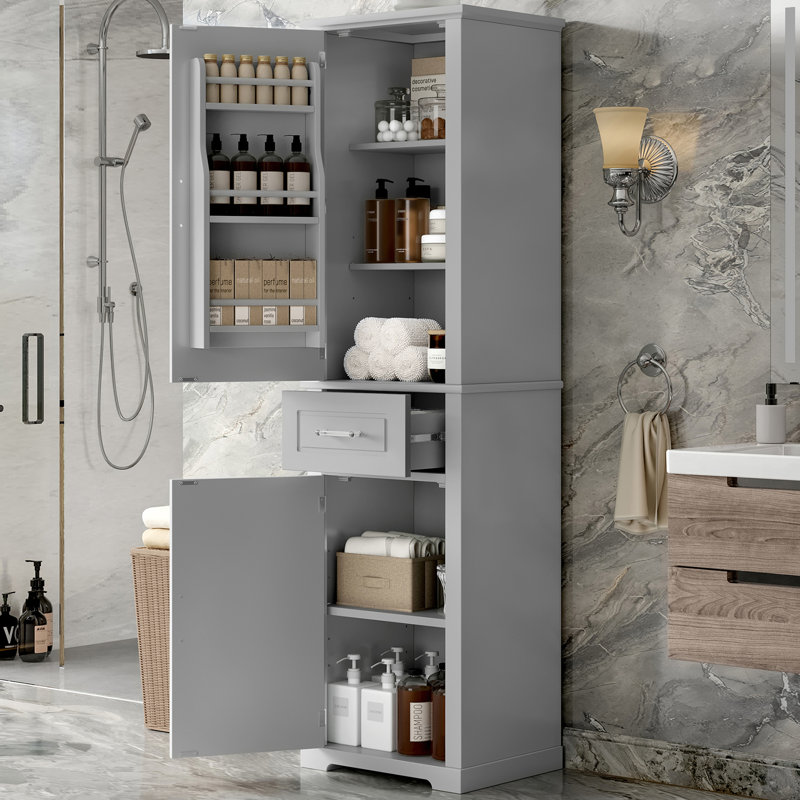 Armoire de cuisine de 72,1 po de hauteur avec tiroir, Gris