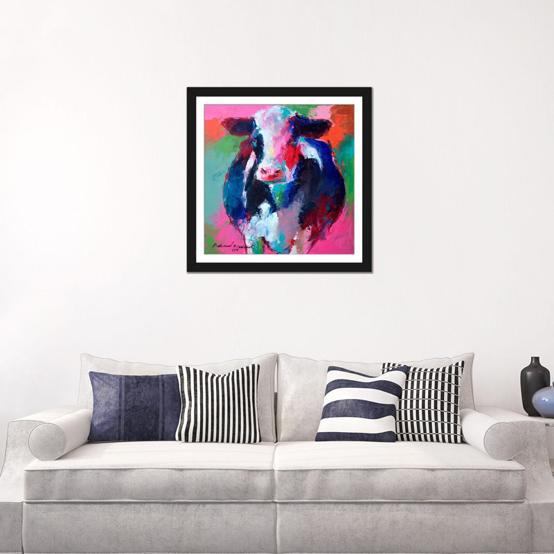 «Cow II», impression sur toile, Papier d'art encadré noir, H 24 po x l 24 po x P 1 po, Blanc