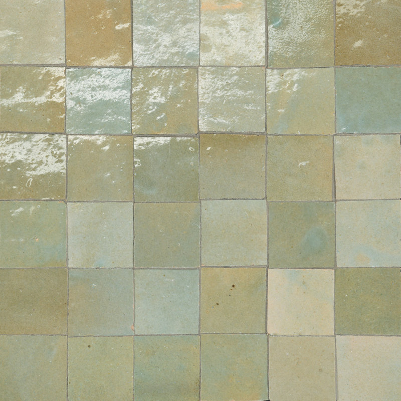Carreau de mosaïque zellige brillant 2 po x 2 po Zagora, Vert gris