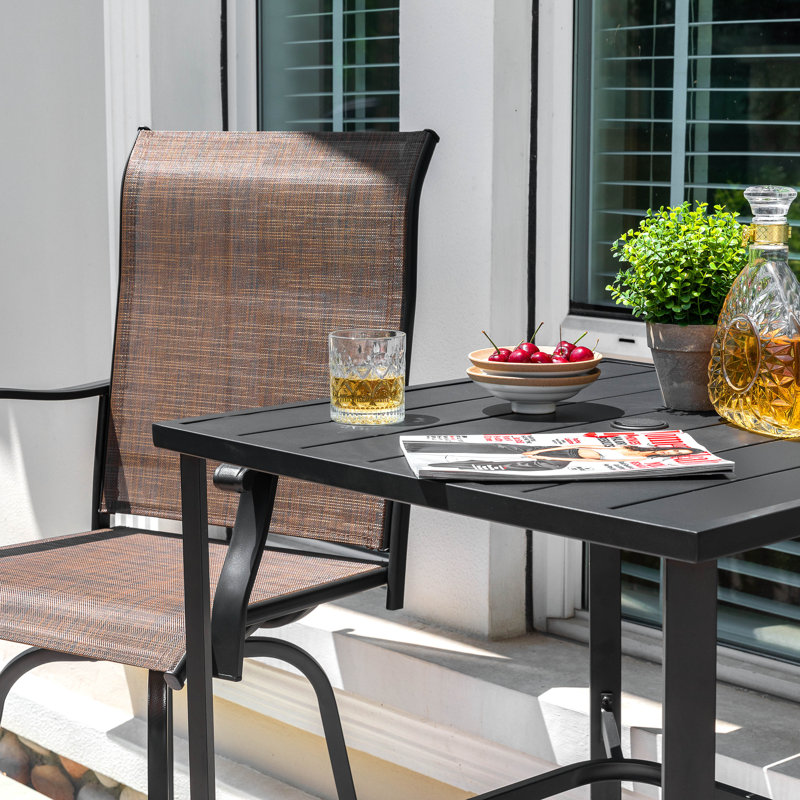 Outdoor 71 cm Square Bar Table with Slatted Top and 4.3 cm Umbrella Hole   