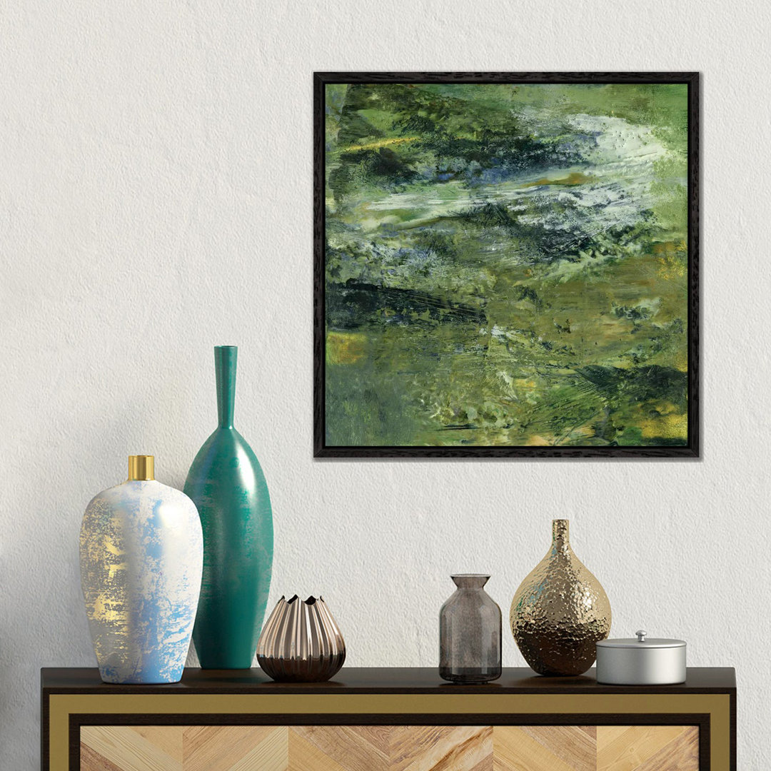 Encaustic Tile In Green III von Sharon Gordon - Galerie-umwickelte Leinwand Giclée