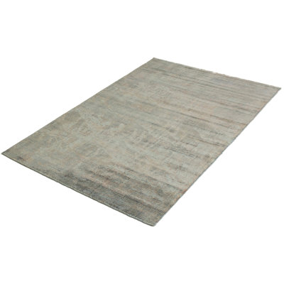 Tapis de surface à la main one-of-kind-noué la 2010s bleu ciel 5 pi x 7 pi 8 po Suazo