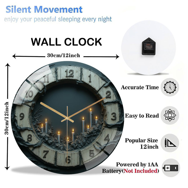 Horloge murale circulaire en verre 12 po