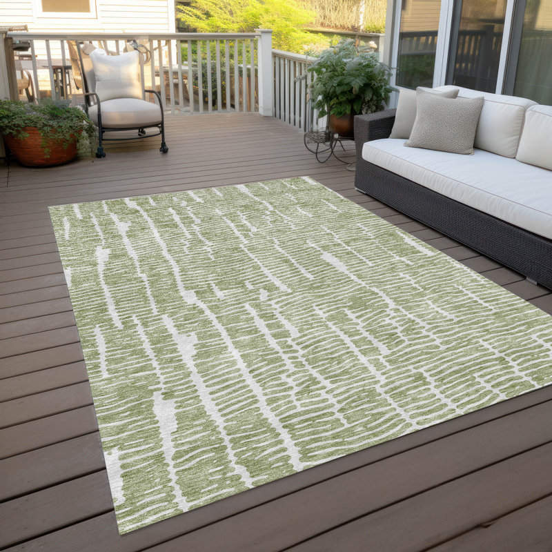 Tapis intérieur / extérieur en polyester tissé à la machine Malchow, Rectangle de 10 pi x 14 pi