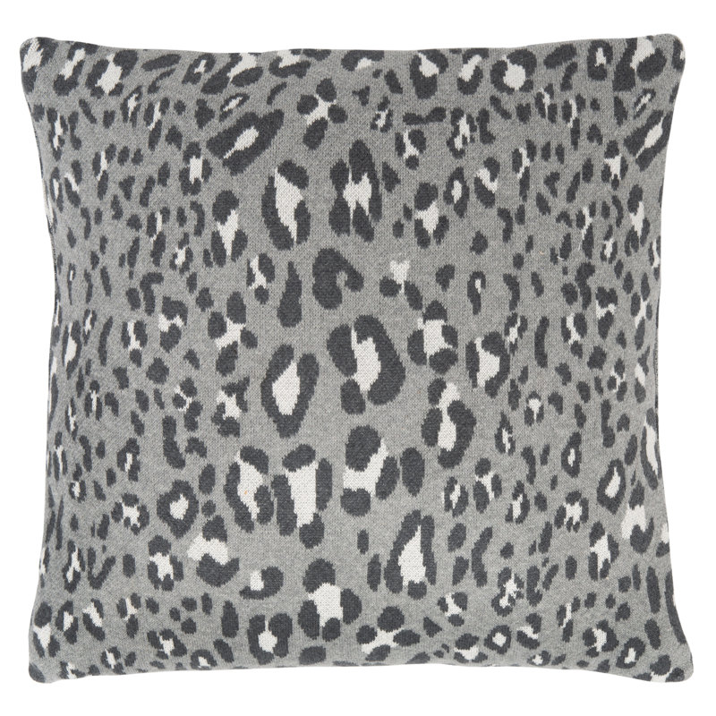 Gwynn Grey and Black Leopard Print Cotton Throw Pillow