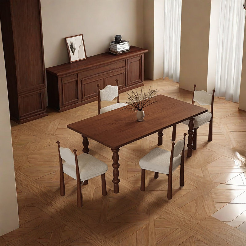 Ensemble de table de salle à manger vintage en bois massif haut de gamme, H 29,52 po x L 70,86 po x l 31,49 po