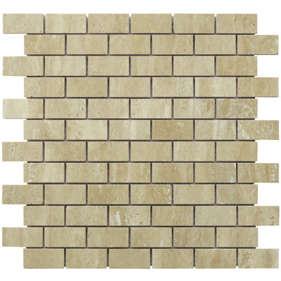 Carrelage mural en mosaïque à motif de briques de travertin 1 "x 2"