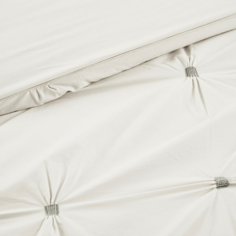 Édredon 3 pièces blanc avec broderie élastique très grand / très grand lit, Édredon très grand + 2 taies décoratives