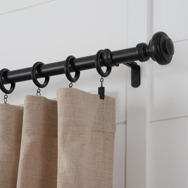 Black Steel Farmhouse Curtain Rod with Doorknob Finials