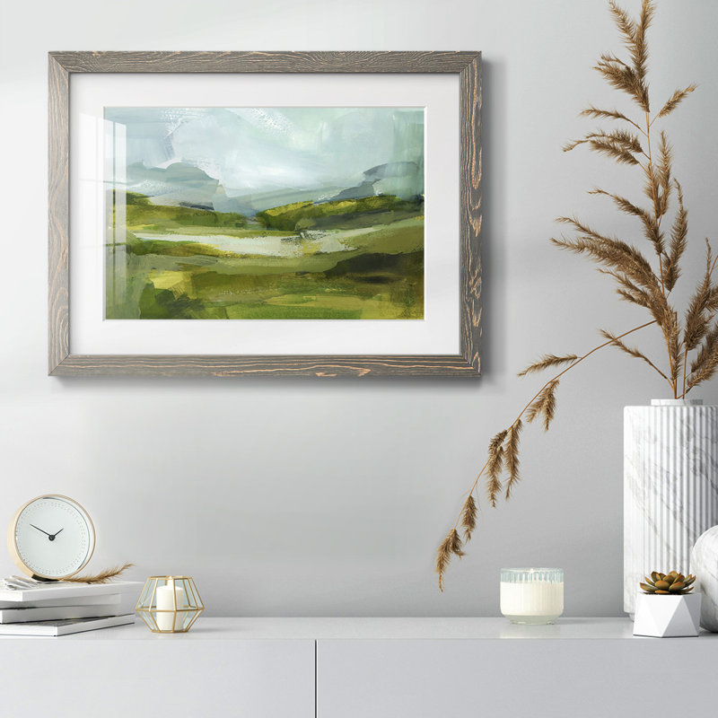 Emerald View III - reproduction encadrée rustique avec tableau mat, Gris, H 14 po x l 20 po x P 1,5 po