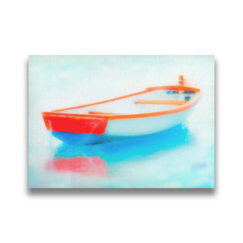 Rouge, blanc et bleu à la dérive par Hal Halli. Impression sur papier - Montée et encadrée, H 40 po x l 52 po
