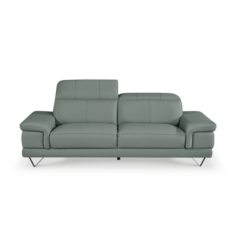 Sofa, 3, Grey Genuine Leather