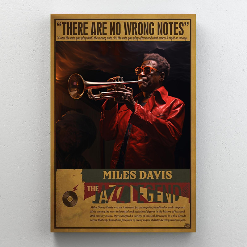 Miles Davis, The Jazz Legend, H 20 po x l 16 po x P 1,25 po
