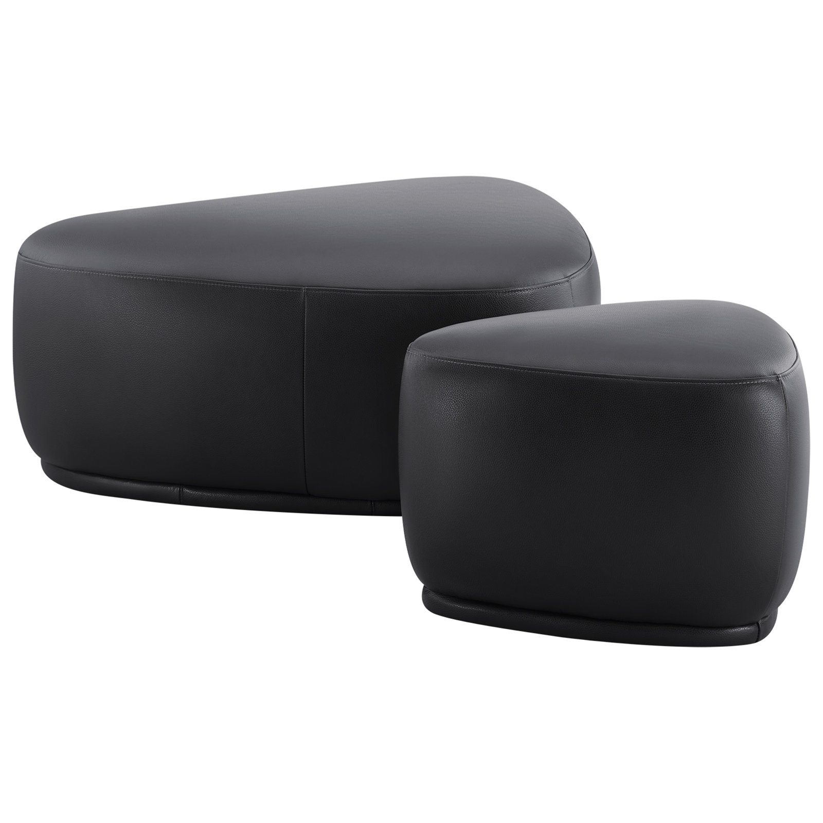 Adna 44" Genuine Leather Ottoman, Impression Black Genuine Leather