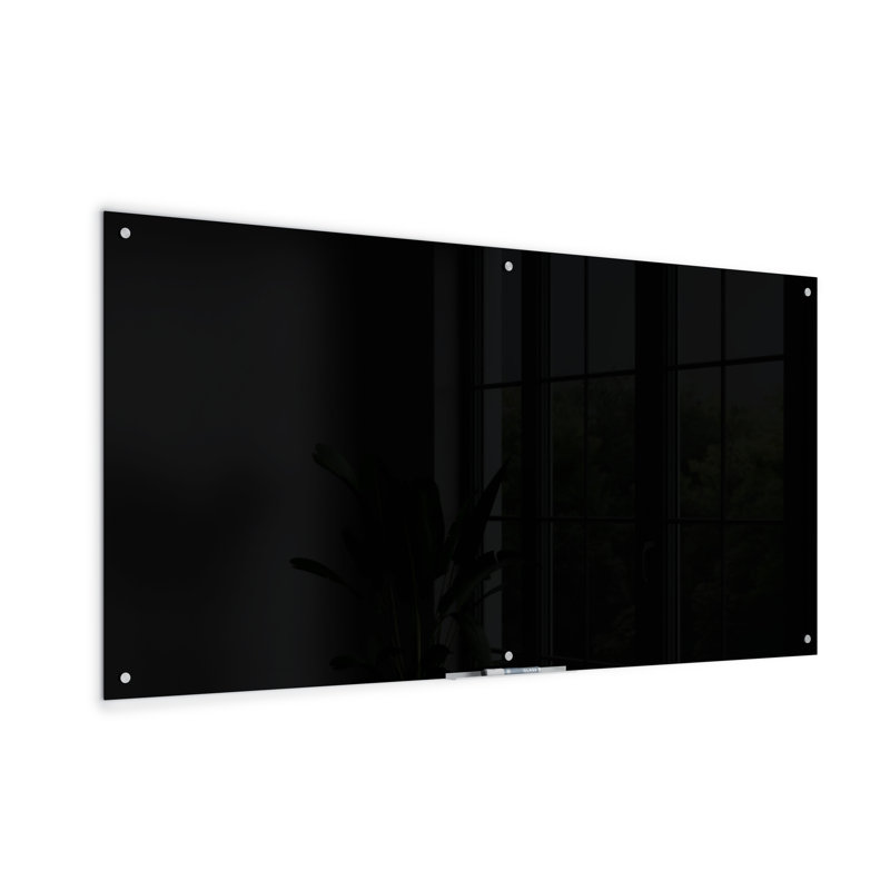 U Brands Black Glass Dry Erase Board, Frameless, 35" x 23"