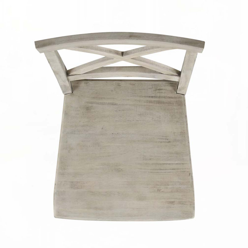Gelacio Solid Wood Cross Back Side Chair, Light Gray