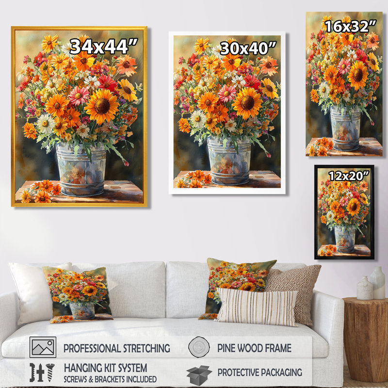 Barnwell - Décoration murale florale, Noir, H 20 po x l 12 po, Reproduction encadrée d'une seule photo