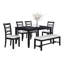 6 pièces contemporaines pour salle à manger avec table rectangulaire gris anthracite, 4 chaises et un banc, 6 pièces de conception compacte avec chaises, sièges élégants