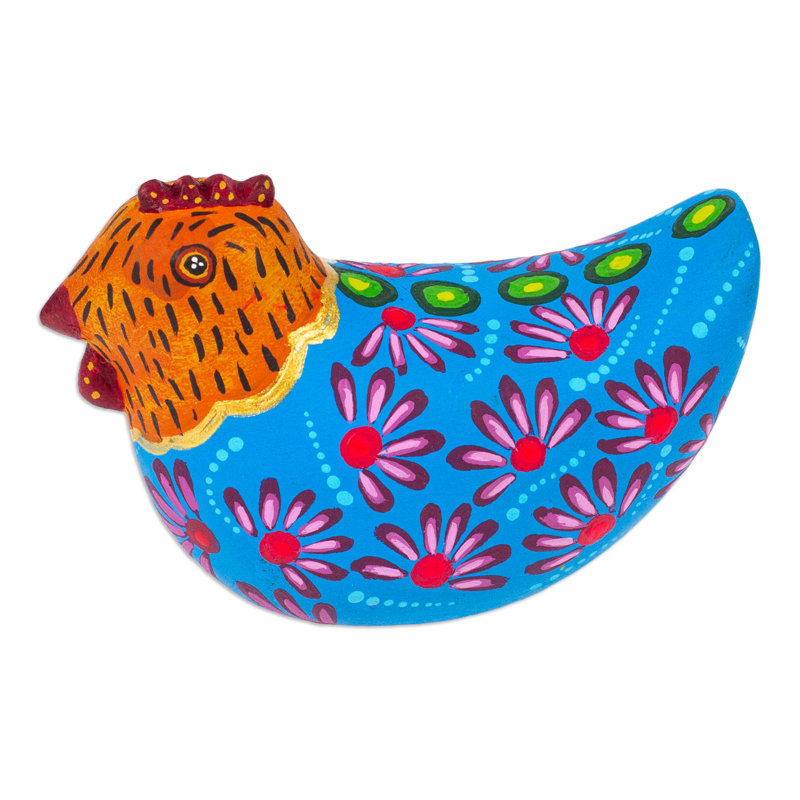 Dakota Fields Handmade Blue Hen Wood Alebrije Figurine