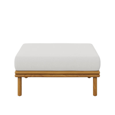 Wren Outdoor Patio Teak Wood Ottoman In Natural