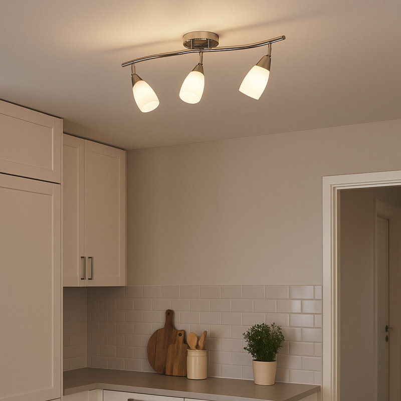 Arjon 3-Light 60cm Silver Ceiling Spotlight Bar
