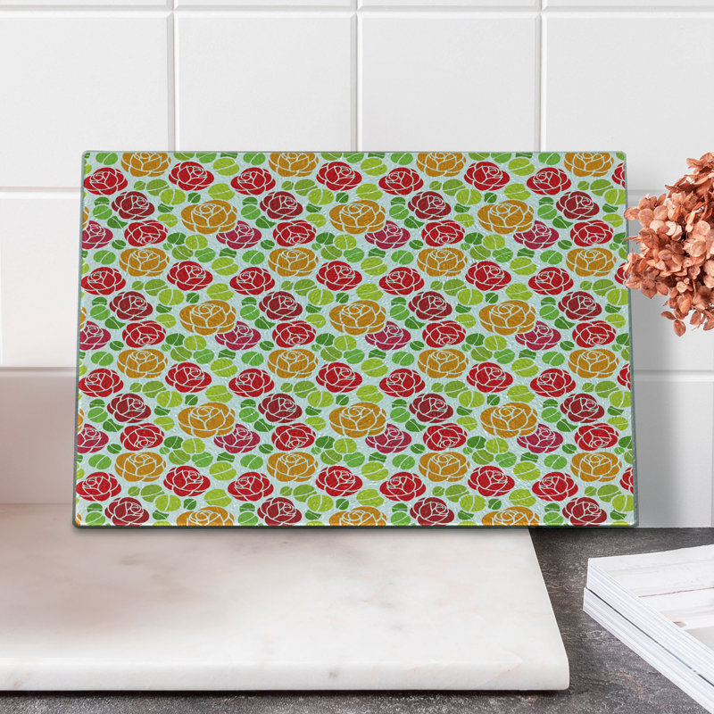 Multicolore planche à découper en verre trempé Ambesonne Rose
