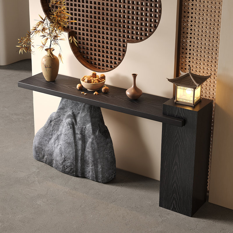 Console moderne et simple, Noir/gris, H 35,4 po x l 70,9 po x P 11,8 po
