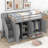 Functional Loft Bed With 3 Shelves, 2 Wardrobes And 2 Drawers,  Ladder With Storage, No Box Spring Needed, Grey-2047009056