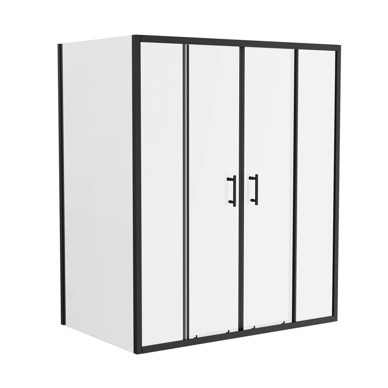 Ayad Bathroom Shower Enclosure Cubicle Double Sliding Door with 760mm Side Panel Screen - 1900 x 1600 mm, Black