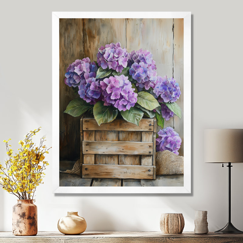 Esteban - salon d'art mural floral, H 20 po x l 12 po, Reproduction encadrée d'une seule photo, Blanc