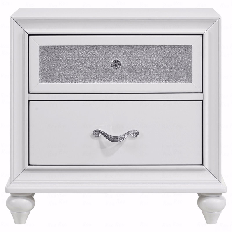 Table de chevet 2 tiroirs, finition blanche