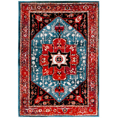 Tapis rétro rouge / bleu Hamadan 259