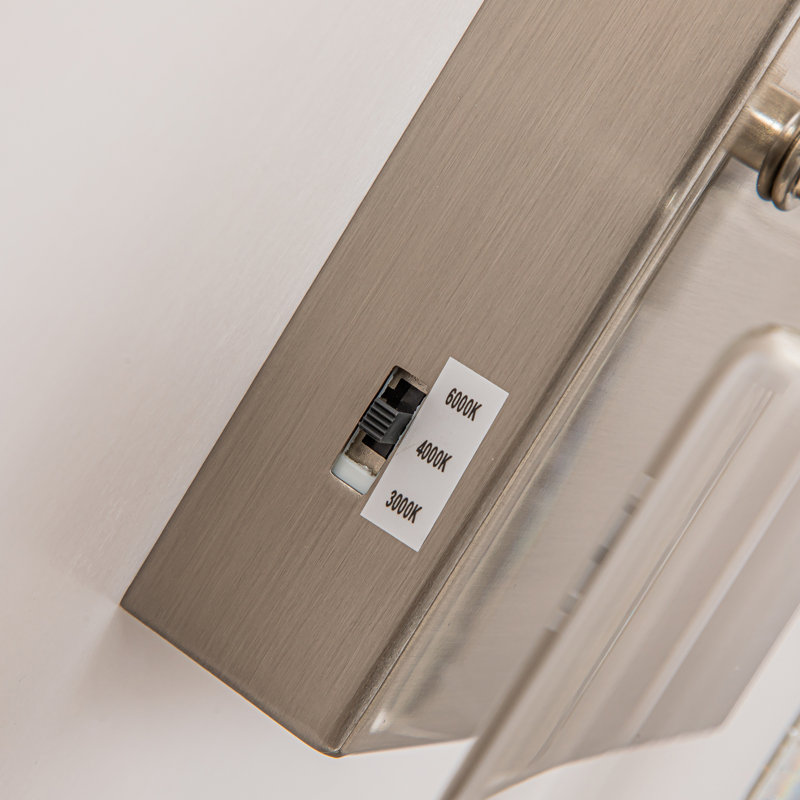 Éclairage pour salle de bain 5 lumières en nickel brossé avec 3 modes de couleur et abat-jour en verre transparent, 5