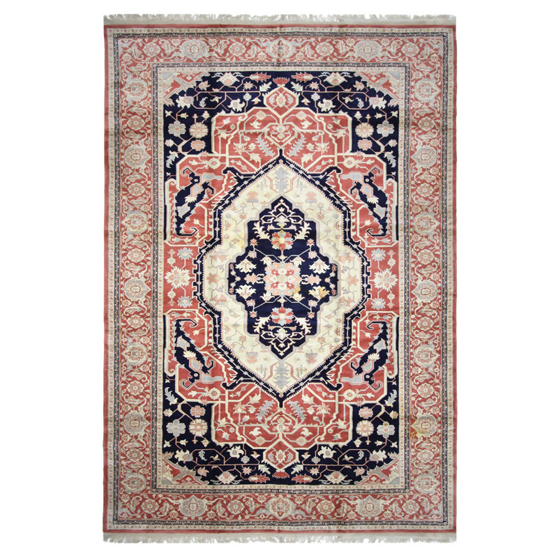 Tapis bleu marine / rouille surdimensionné Herx-Rm 12 x 18