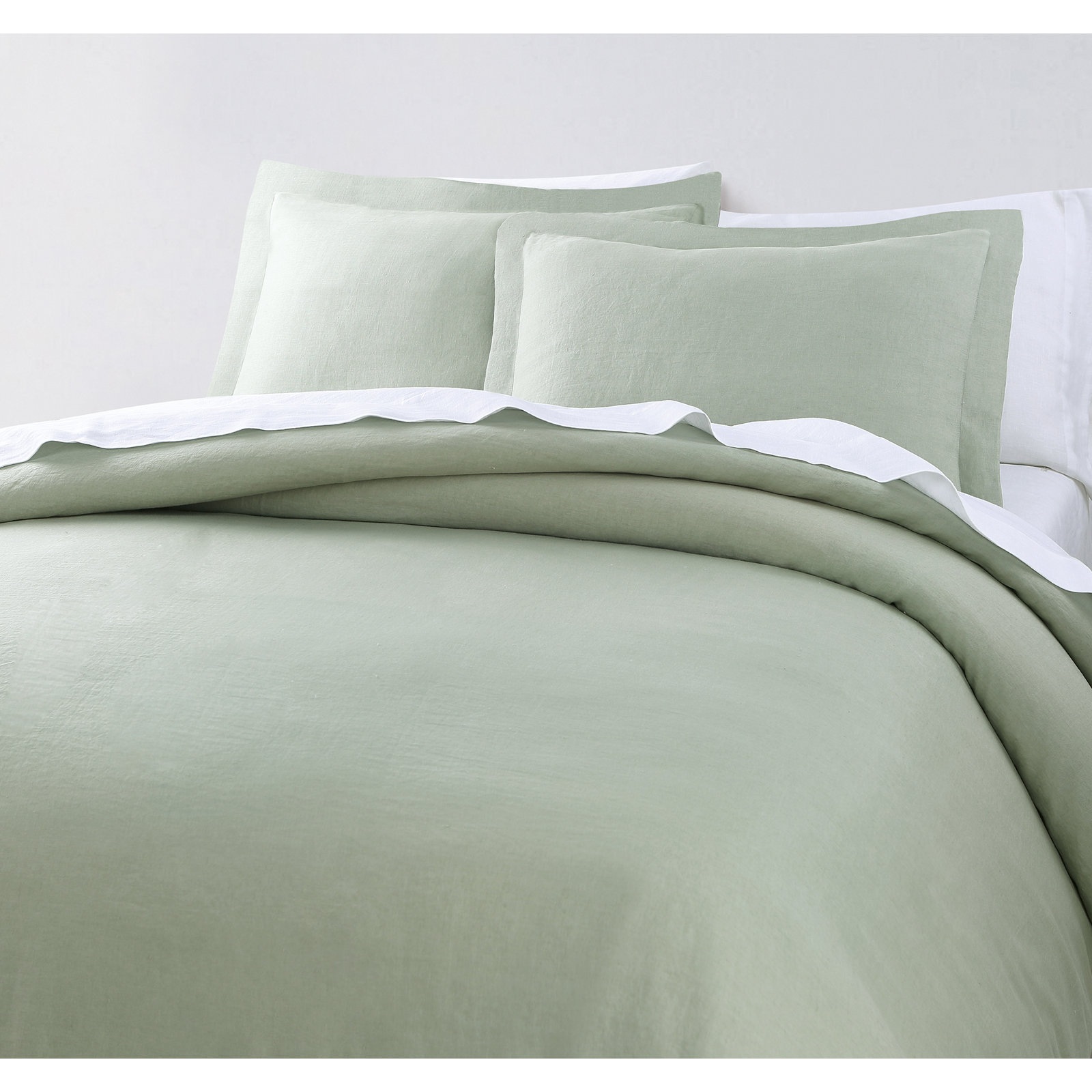 Frazier Modern & Contemporary 100% Linen Duvet Cover, Full/Queen Duvet Cover + 2 Standard Shams, Sage