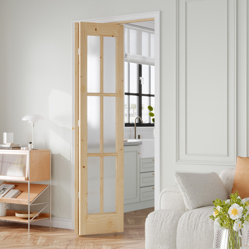 Porte pliante en verre massif non fini avec trousse de quincaillerie d'installation, 36 po x 80 po, 2