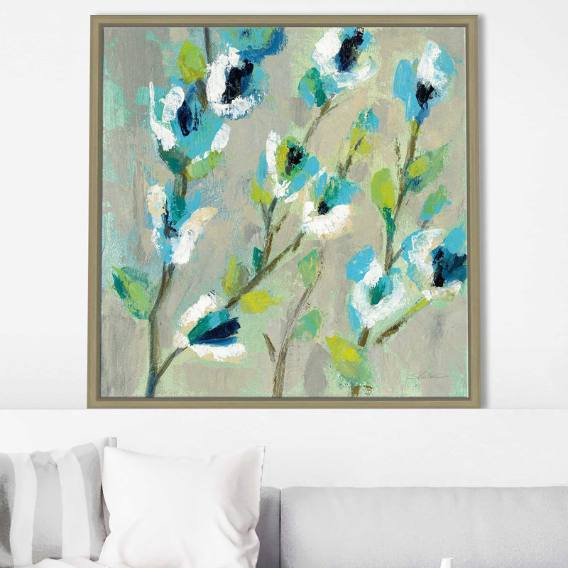 Branche fantaisiste I - Peinture, Cadre flottant champagne, H 31,5 po x l 31,5 po x P 2 po