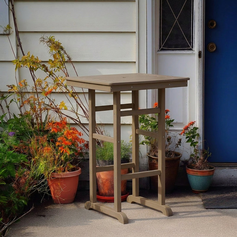 Table de pub pour terrasse en HDPE, Brun antique